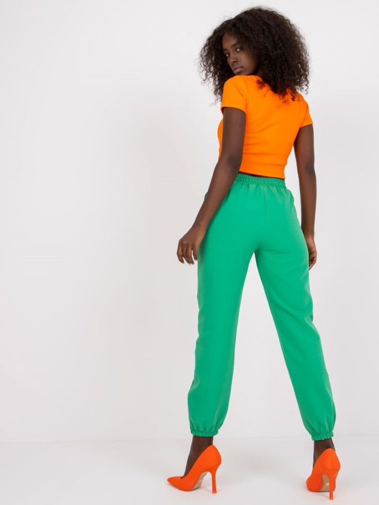 Spodnie materiałowe damskie, zielone, Italy Moda