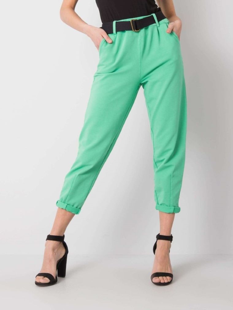 Spodnie materiałowe damskie, zielone, Italy Moda