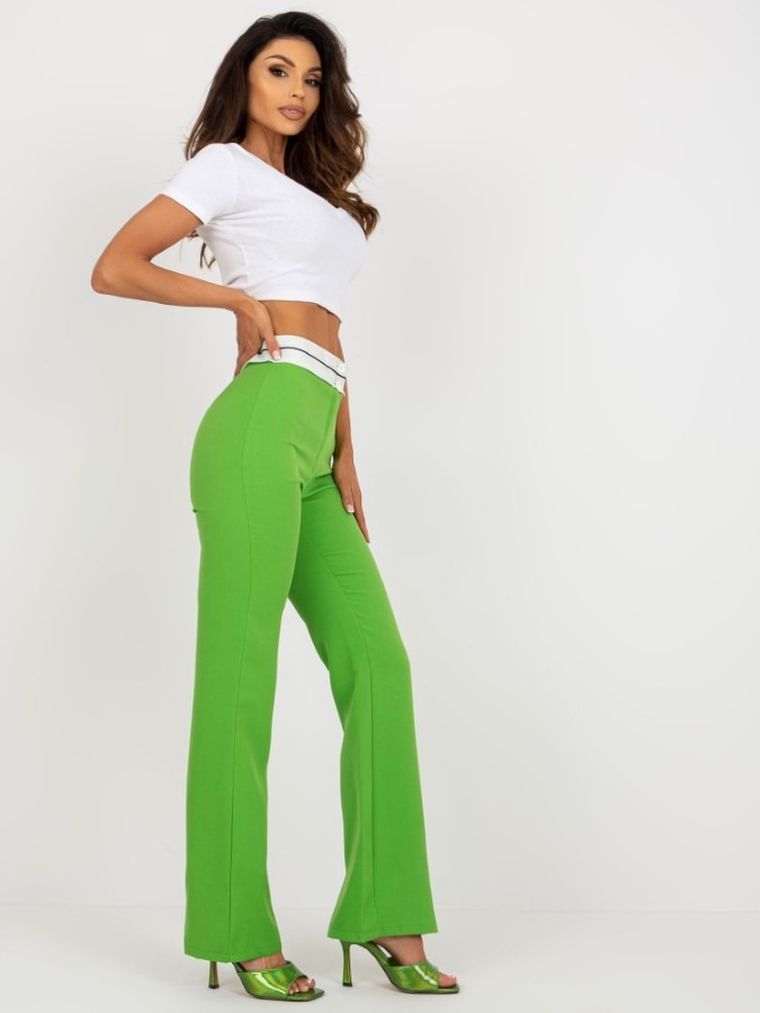 Spodnie materiałowe damskie, zielone, Italy Moda