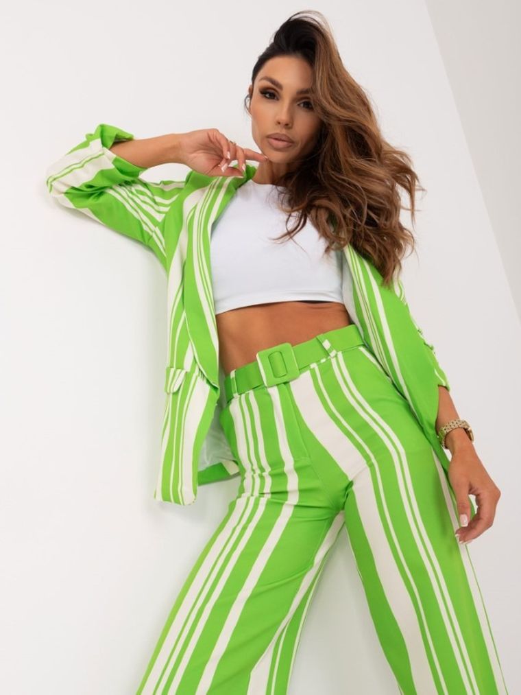 Spodnie materiałowe damskie, zielone, Italy Moda