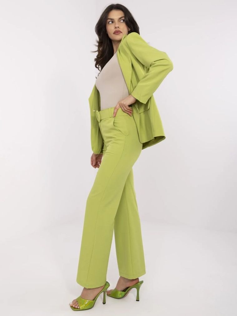 Spodnie materiałowe damskie, zielone, Italy Moda