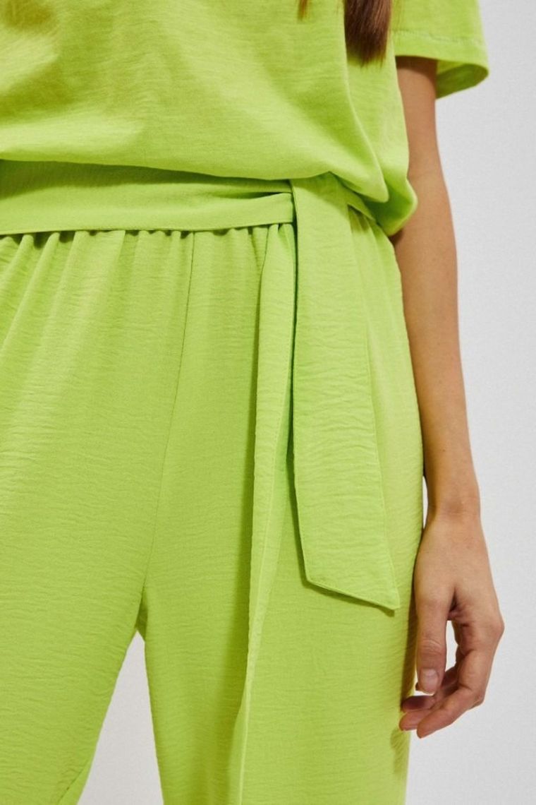 Spodnie materiałowe damskie, zielone, Moodo