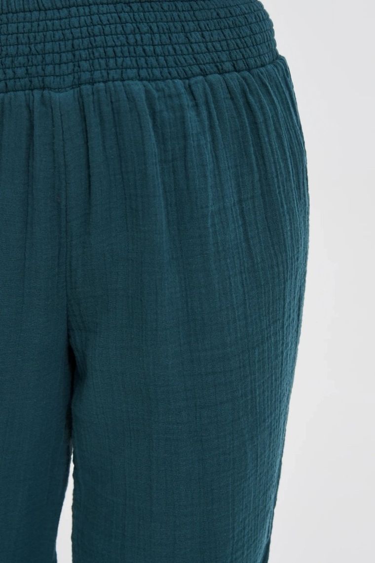 Spodnie materiałowe damskie, zielone, Moodo