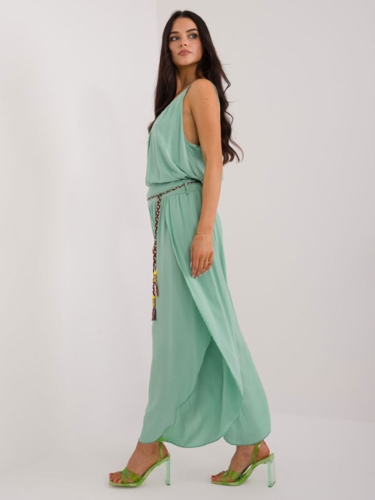 Spodnie materiałowe damskie, zielone, Och Bella