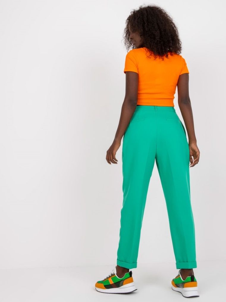 Spodnie materiałowe damskie, zielone, Rue Paris