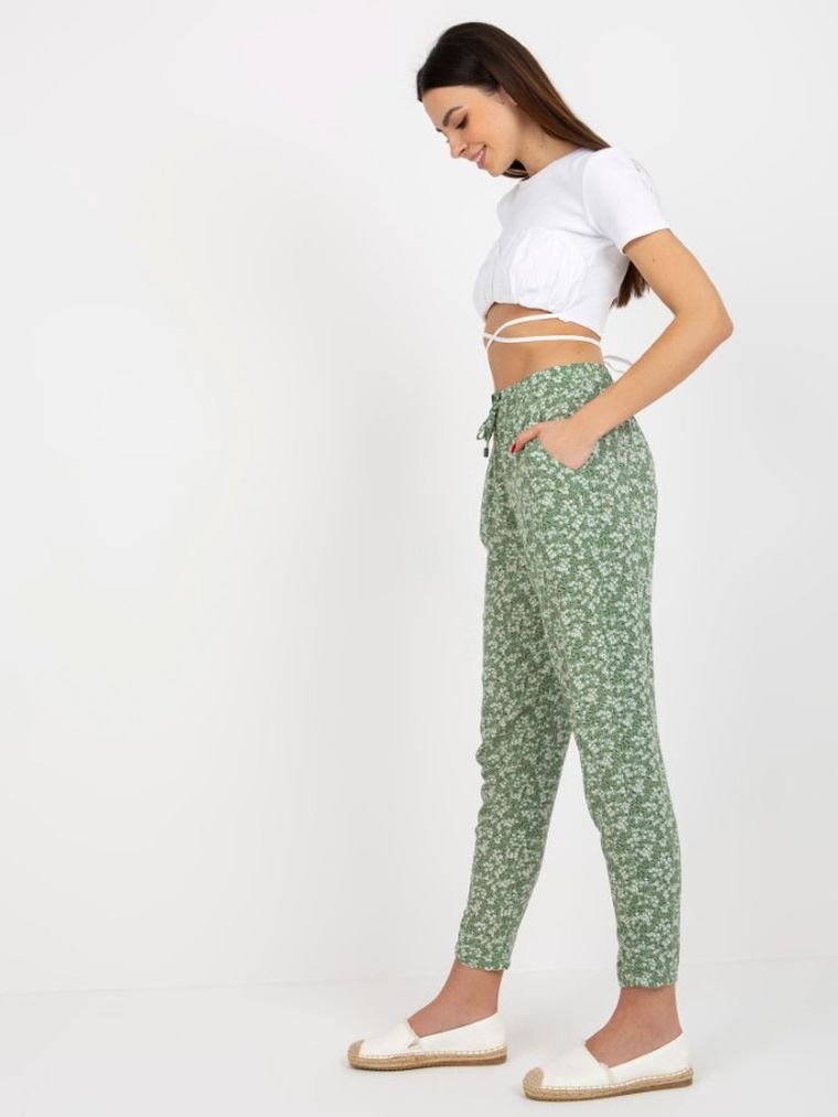 Spodnie materiałowe damskie, zielone, Sublevel