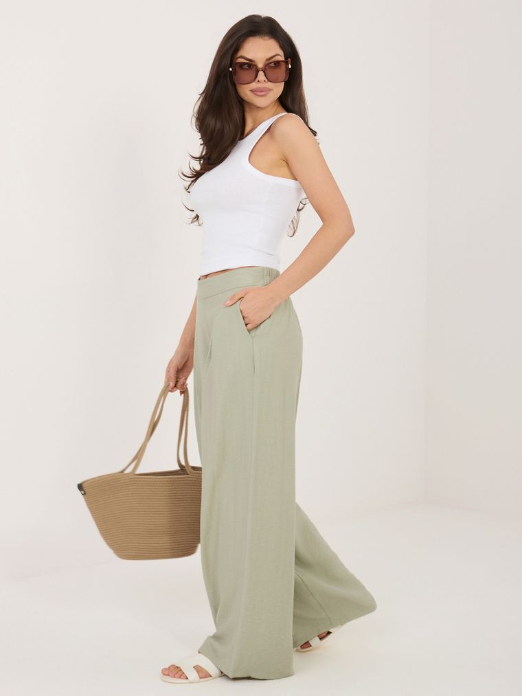 Spodnie materiałowe damskie, zielone, Sublevel