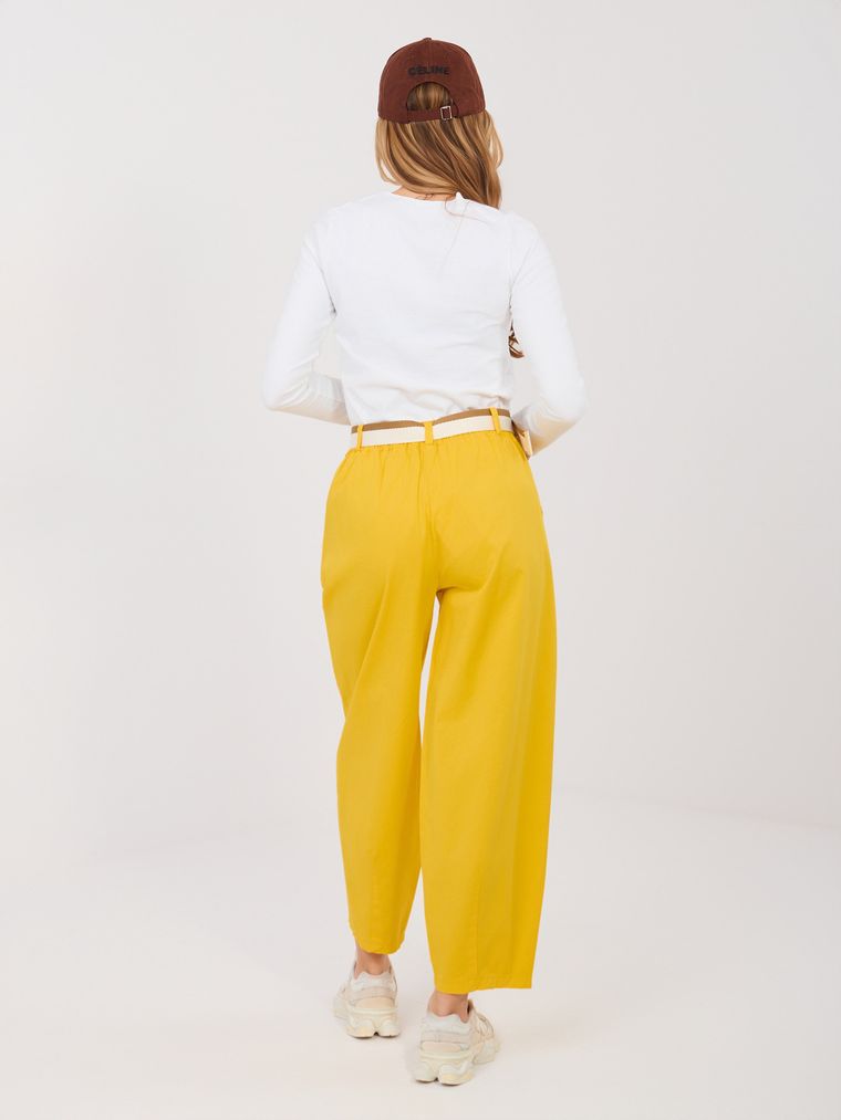 Spodnie materiałowe damskie, żółte, Italy Moda