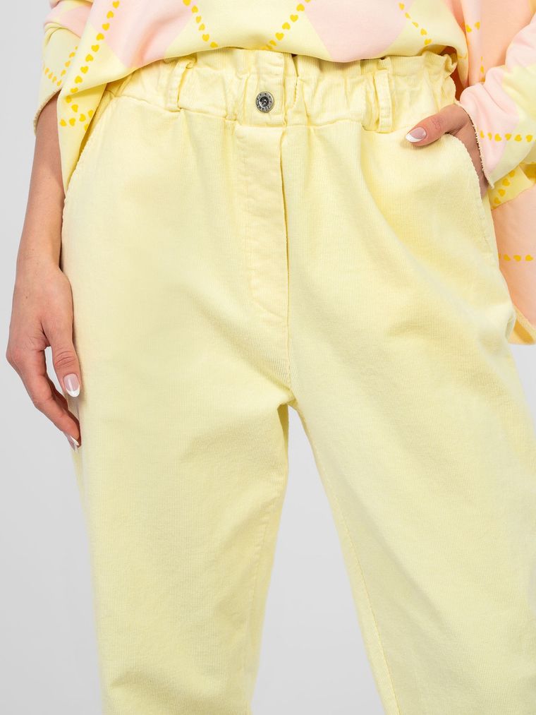 Spodnie materiałowe damskie, żółte, Italy Moda