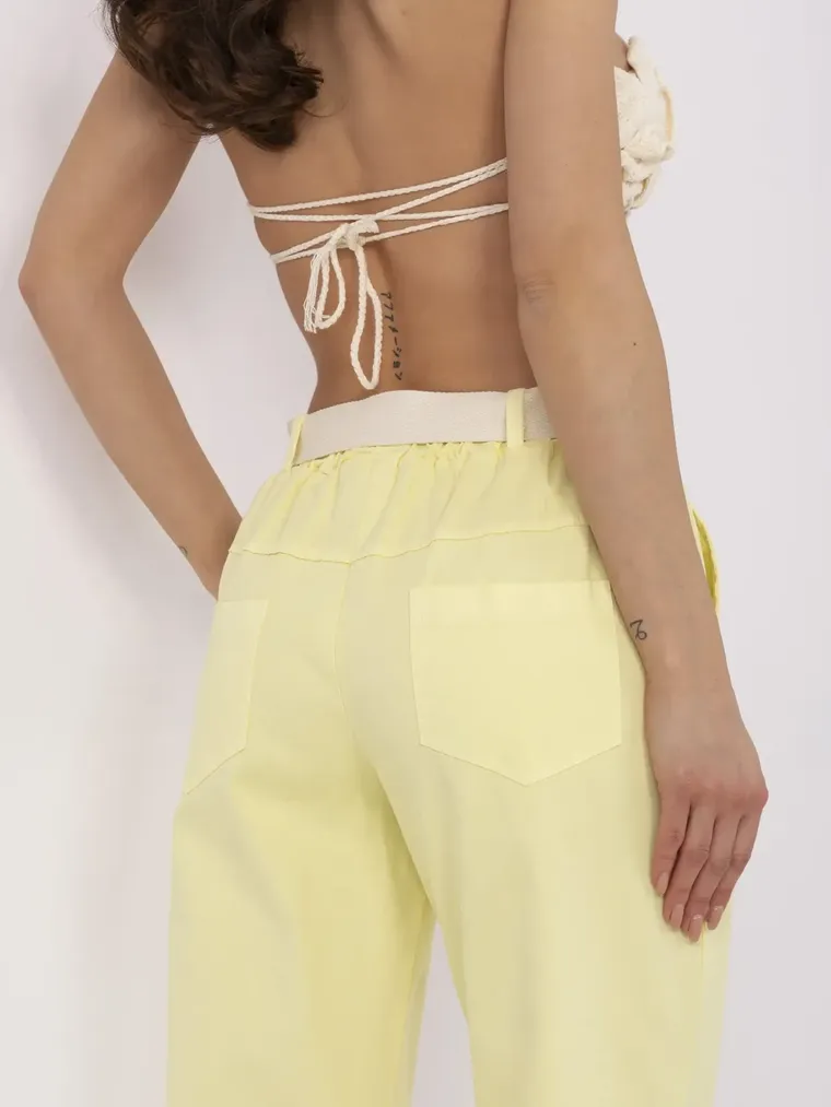 Spodnie materiałowe damskie, żółte, Italy Moda