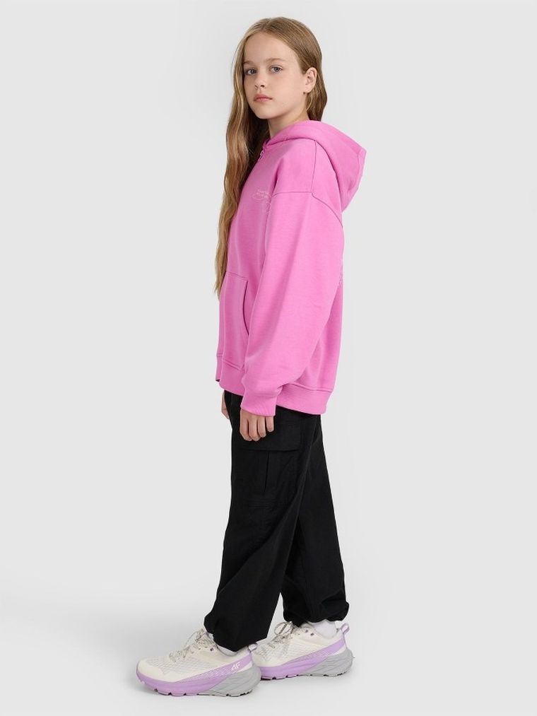 Spodnie materiałowe dziewczęce, baggy, czarne, 4F