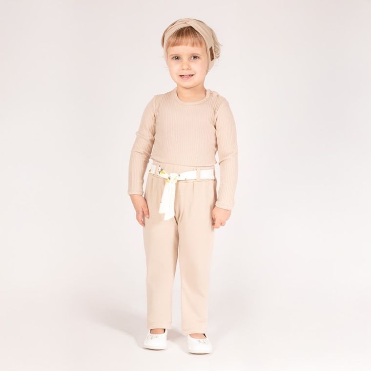 Spodnie materiałowe dziewczęce, beżowe, Nicol