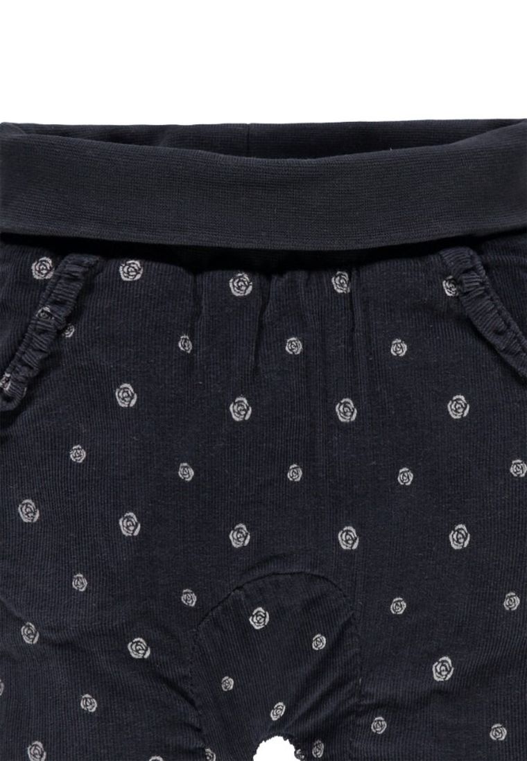 Spodnie materiałowe dziewczęce, grafitowe, różyczki, Kanz