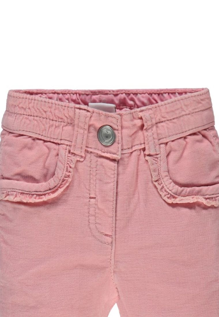 Spodnie materiałowe dziewczęce, jasnoróżowe, kwiatek, Kanz