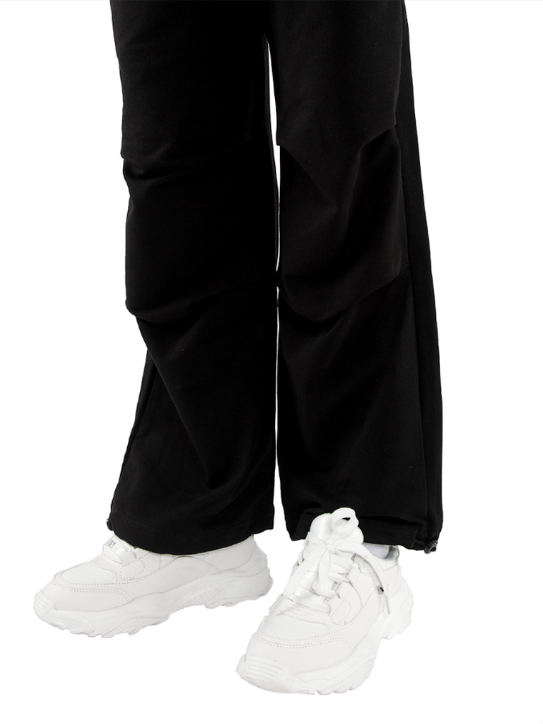 Spodnie materiałowe dziewczęce, parachute, czarne, Tup Tup