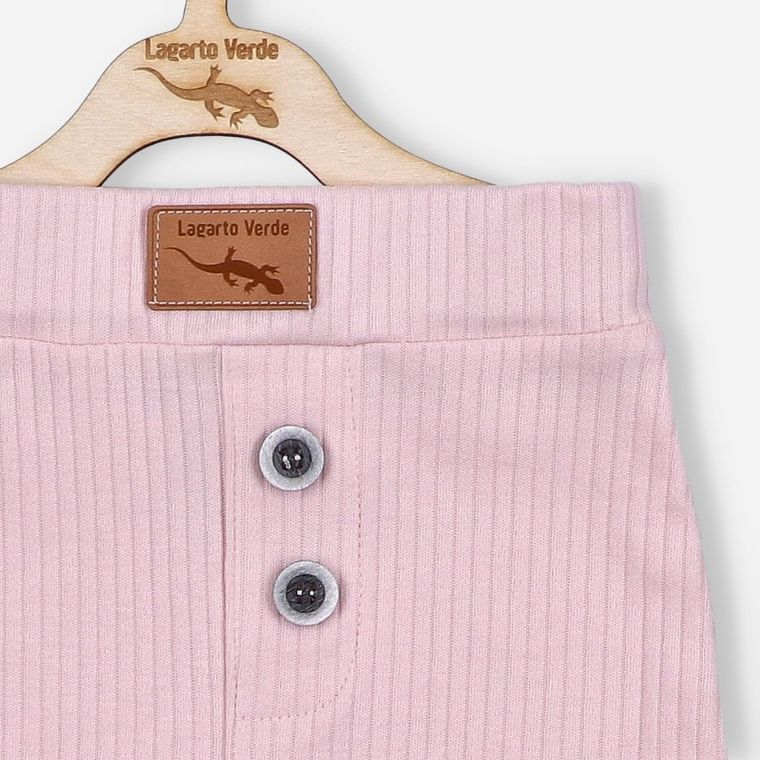 Spodnie materiałowe dziewczęce, prążkowane, różowe, Lagarto Verde