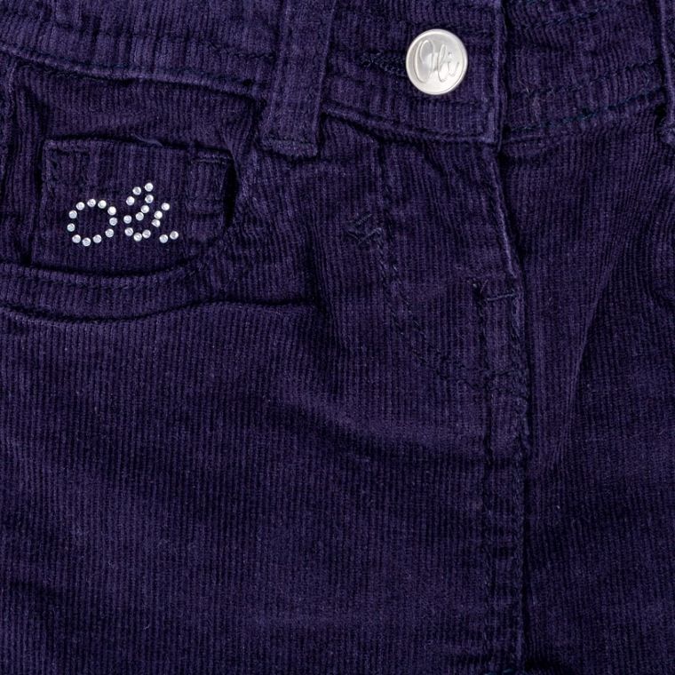 Spodnie materiałowe dziewczęce, sztruksowe, granatowe, Olimpias