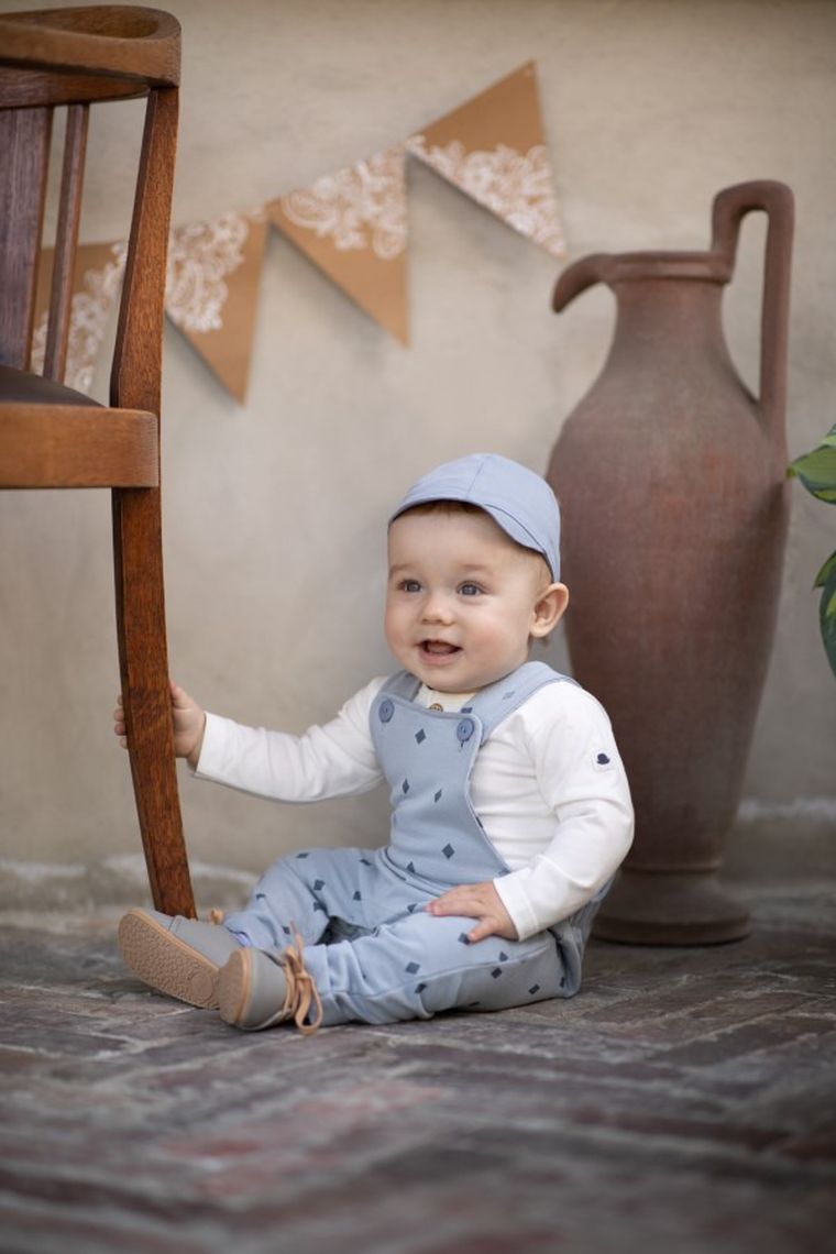 Spodnie ogrodniczki chłopięce, niebieskie, Charlie, Pinokio