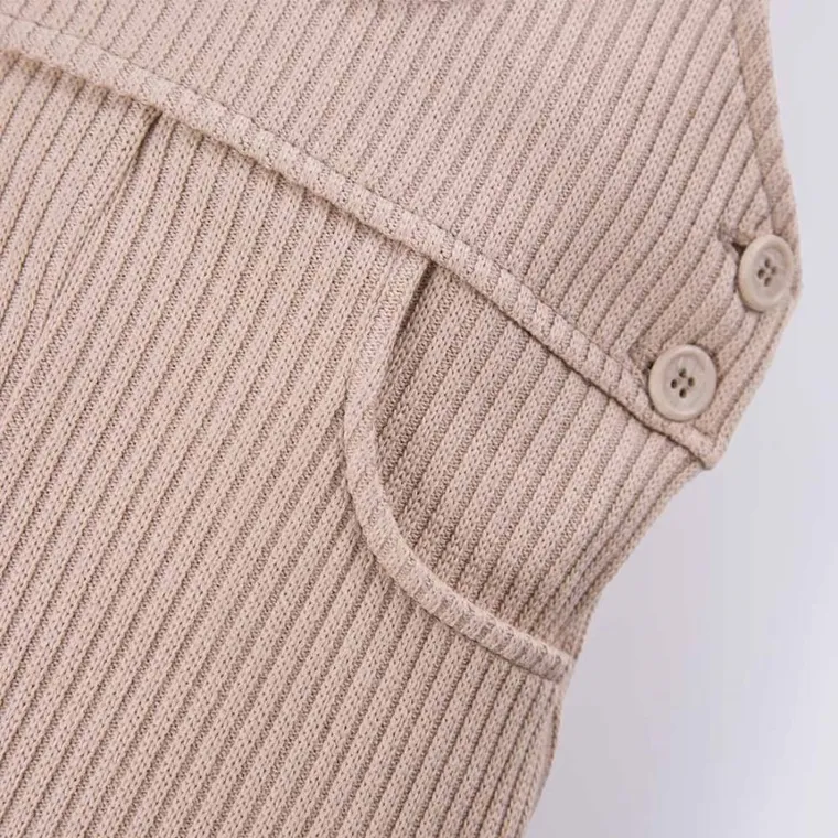 Spodnie ogrodniczki chłopięce, prążkowane, beżowe, Eevi