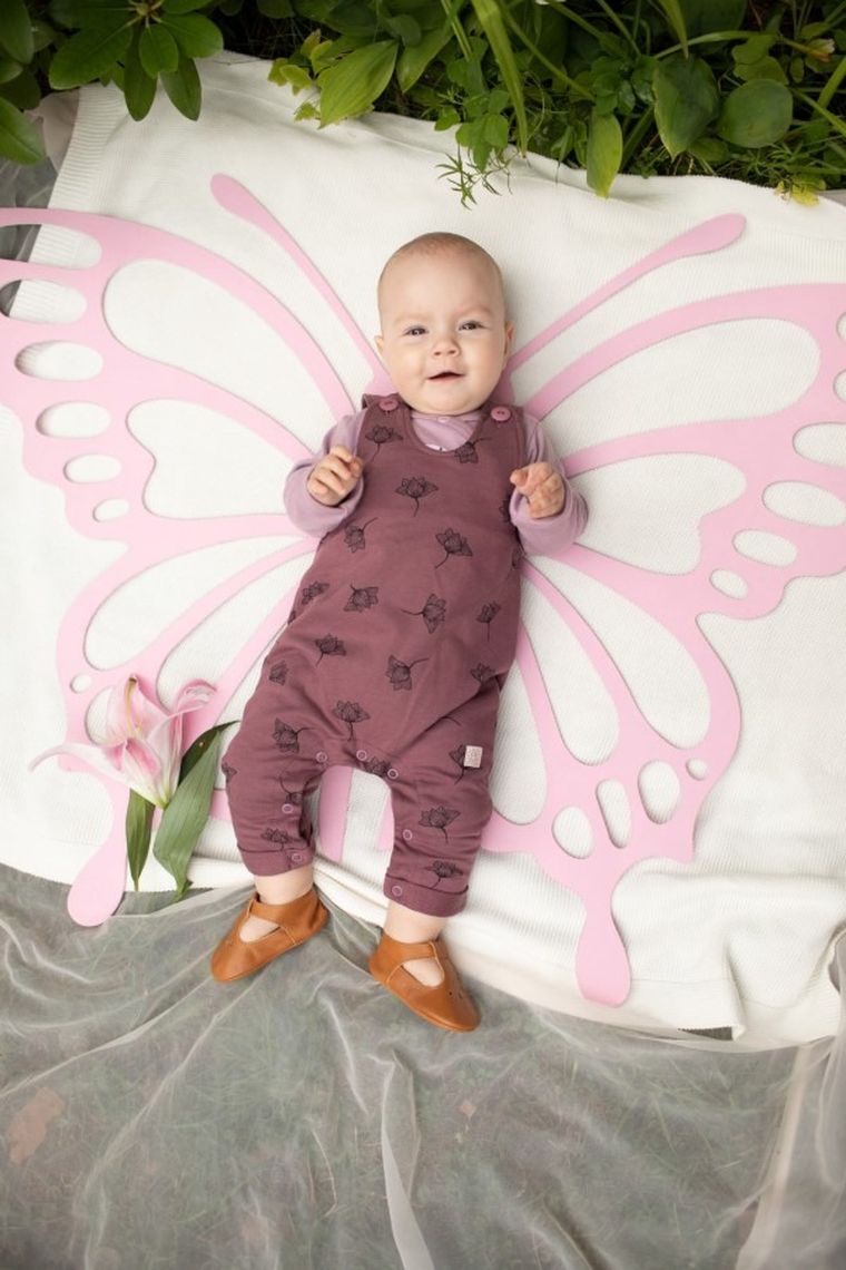 Spodnie ogrodniczki dziewczęce, fioletowe, Pinokio