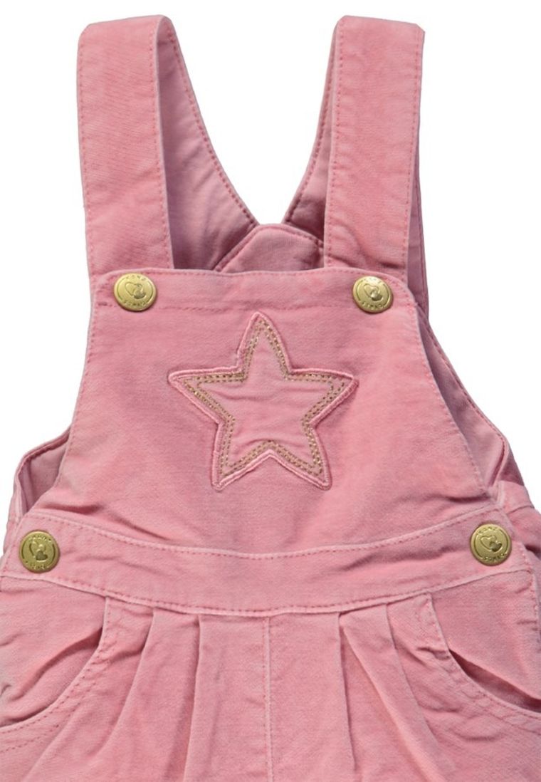 Spodnie ogrodniczki dziewczęce, różowe, gwiazda, Kanz