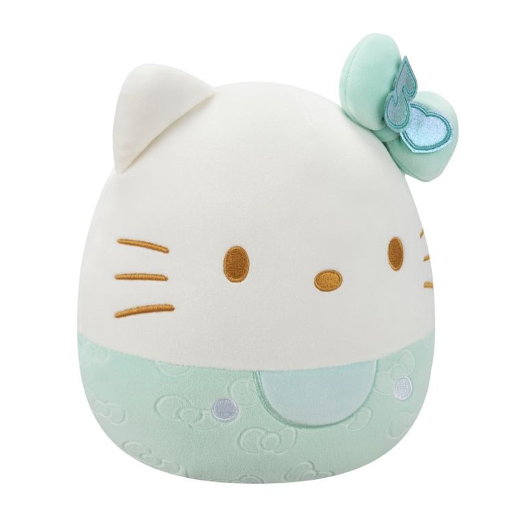 Squishmallows, Hello Kitty, maskotka, wydanie specjalne na 50-lecie, zieleń z kokardką, 20 cm