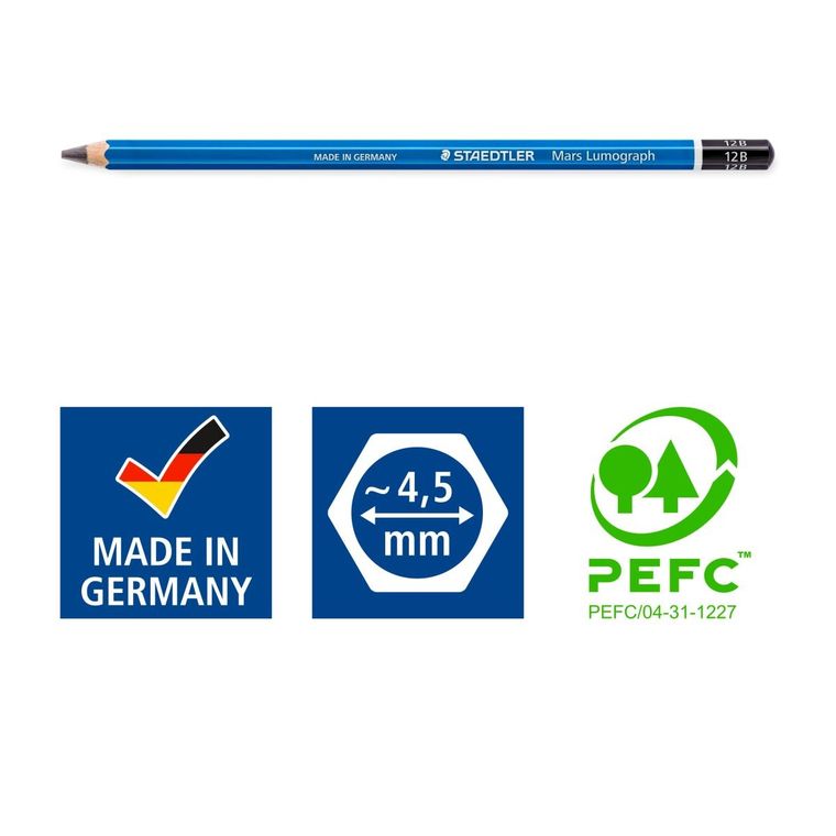 Staedtler, ołówek sześciokątny, Mars Lumograph, 12B