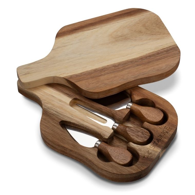 Starke Pro, deska do serwowania serów, 3 akcesoria, drewniana, 24,5-15-3,5cm