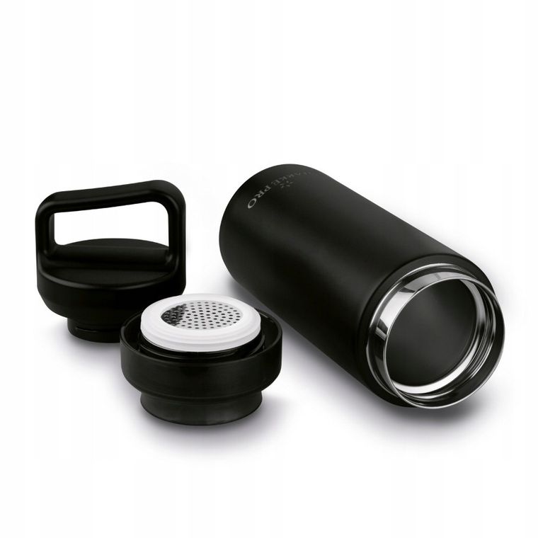 Starke Pro, Lazaro, butelka termiczna z sitkiem, czarna, 400 ml