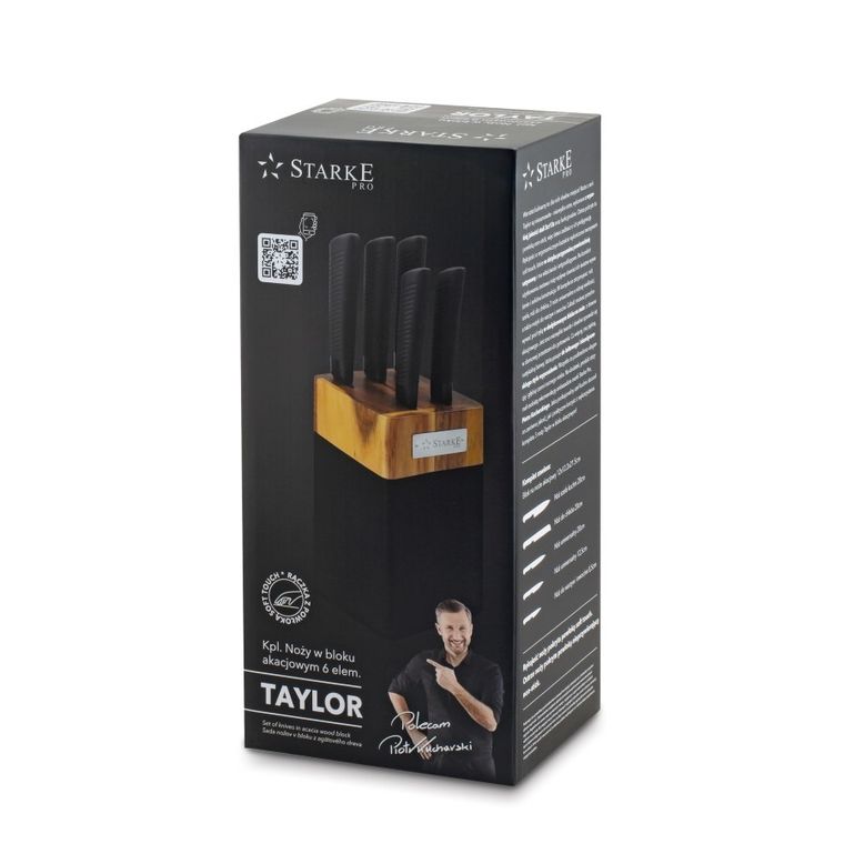 Starke Pro, Taylor, komplet noży w bloku akacjowym, 6 elementów