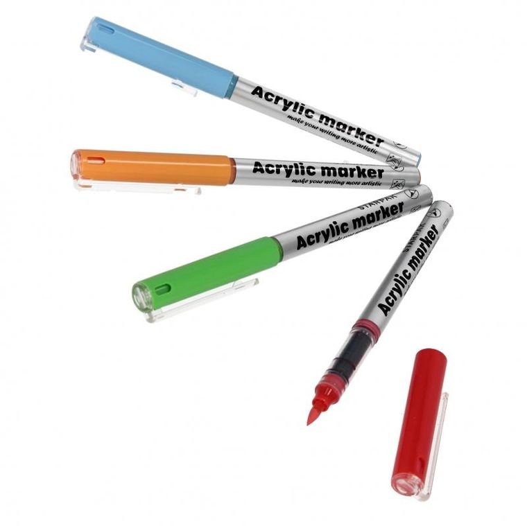 Starpak, marker akrylowy, pędzelkowy, 4 kolory