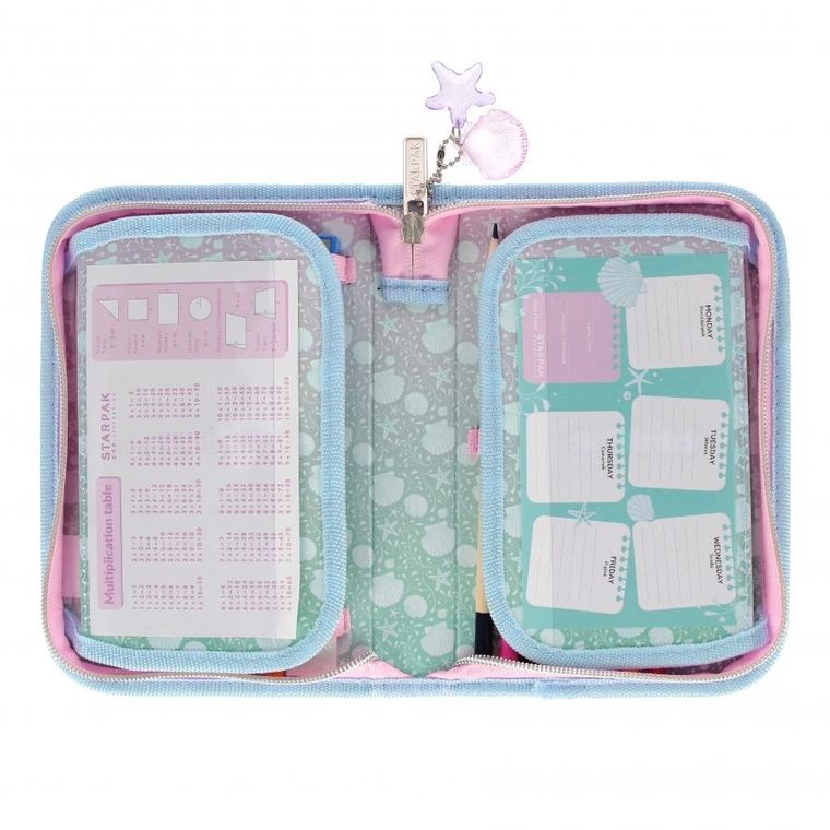 Starpak, piórnik rozkładany, dwuklapkowy, z wyposażeniem, Shell