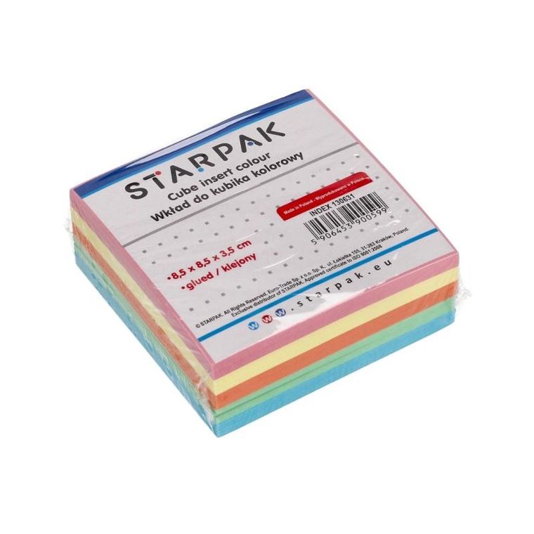 Starpak, wkład do kubika klejony, kolorowy, 85-85mm