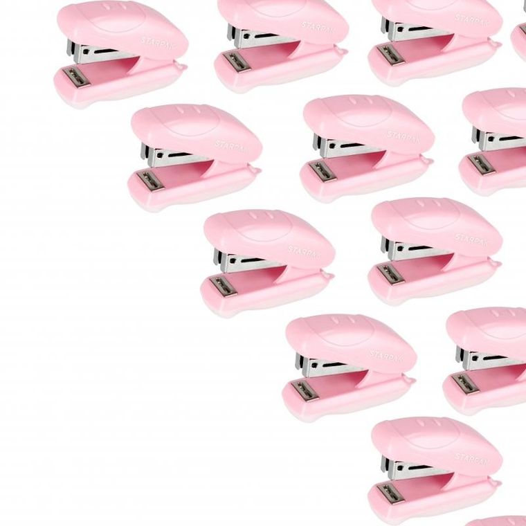 Starpak, zszywacz mini, 24/6 26/6, 20 kartek, pastelowy różowy