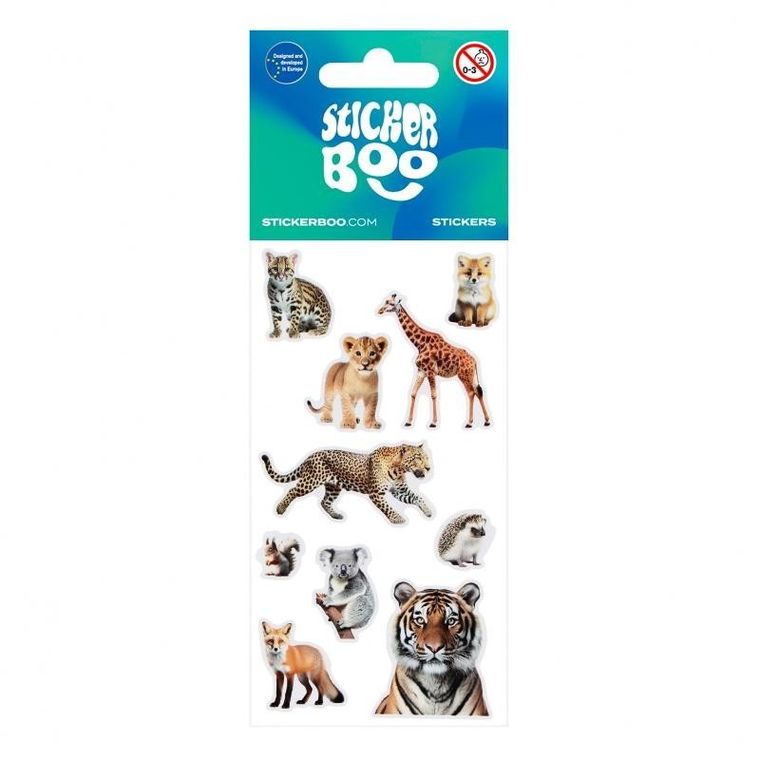 Sticker Boo, naklejki, dzikie zwierzęta, 6-13 cm
