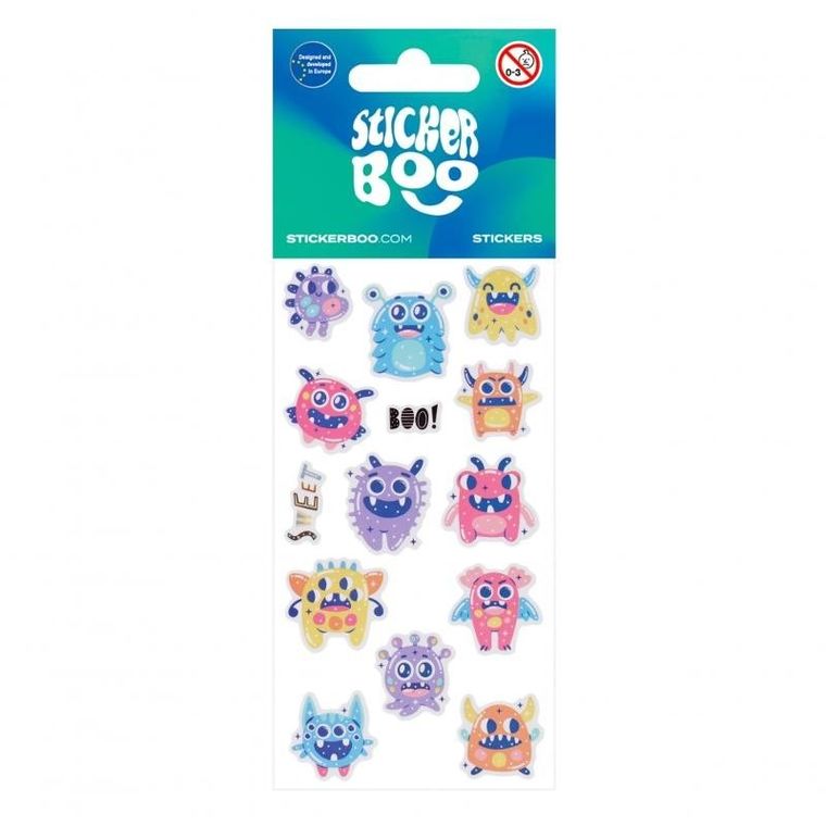 Sticker Boo, naklejki, potworki, 6-18 cm