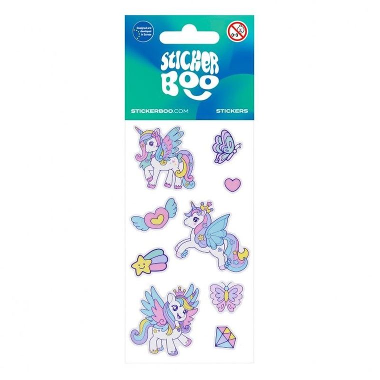 Sticker Boo, naklejki, unicorn, 6-13 cm