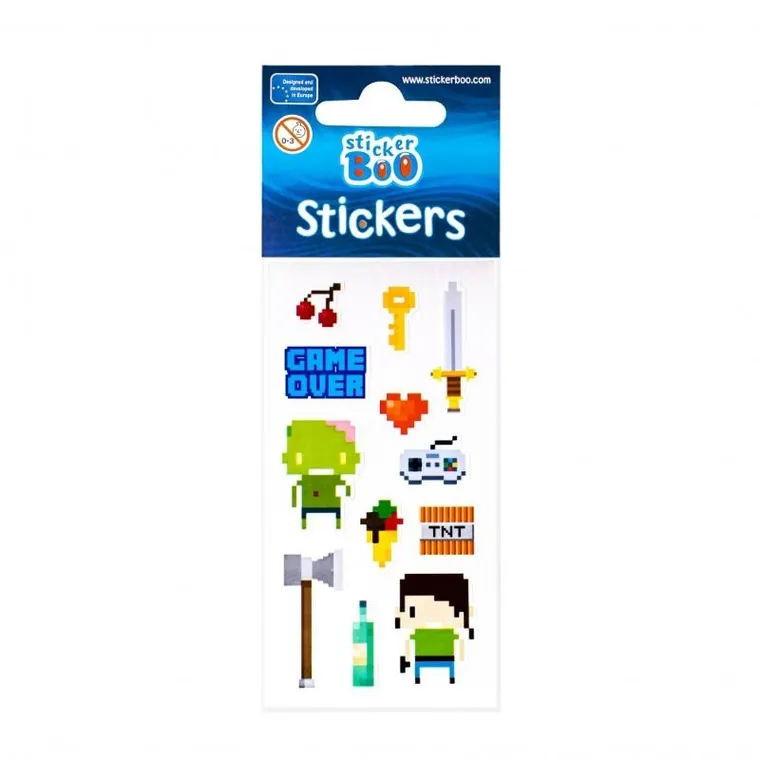 StickerBoo, Pixel, zestaw naklejek, 6-18 cm