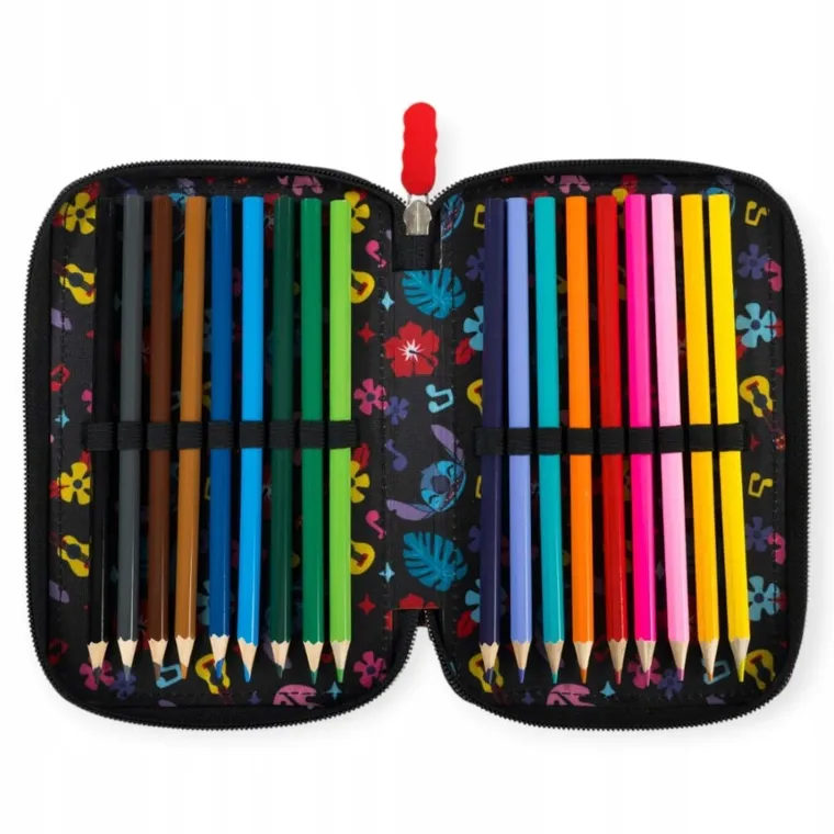 St.Majewski, Lilo i Stitch, piórnik rozkładany, potrójny, z wyposażeniem, Black Aloha