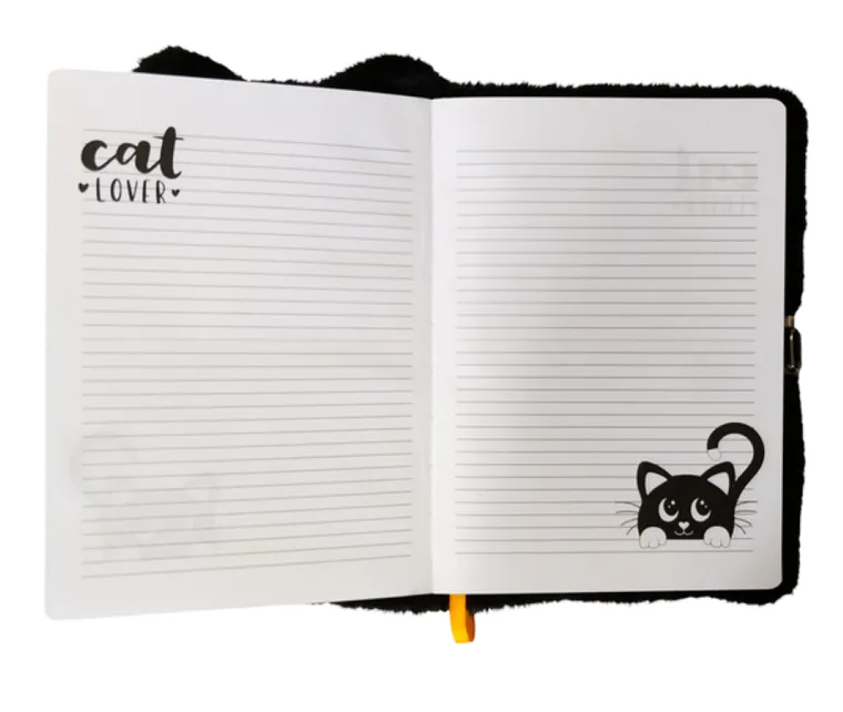 St.Majewski, Night Cat, pamiętnik 3D z kłódką, A5, włochacz, 96 kartek