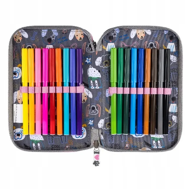 St.Majewski, piórnik rozkładany, potrójny, z wyposażeniem, Sweet Pomeranian