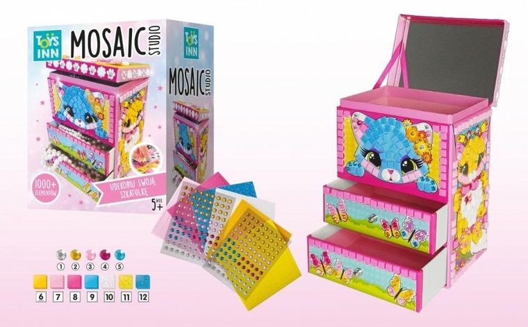 Stnux, szkatułka mozaika, Kotek