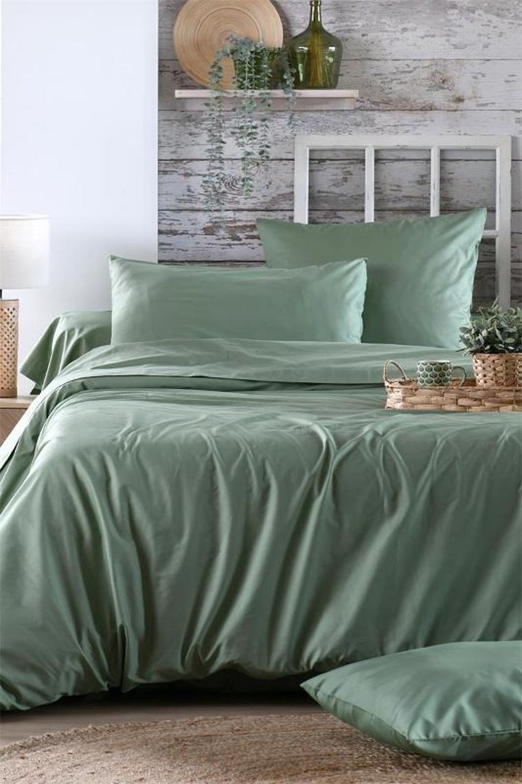 Stof, bawełniane prześcieradło na gumce, zielone, Elysee