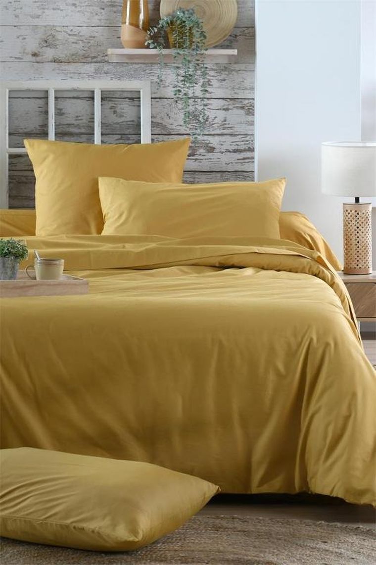 Stof, bawełniane prześcieradło na gumce, żółte, Elysee