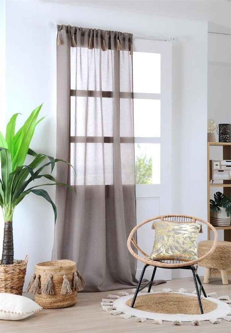 Stof, firana z frędzlami, Ibiza, 140-260 cm