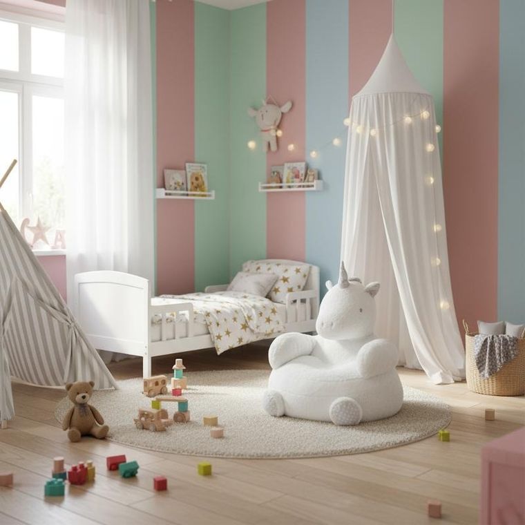 Stof, Jednorożec, pufa dla dziecka, 45-45 cm