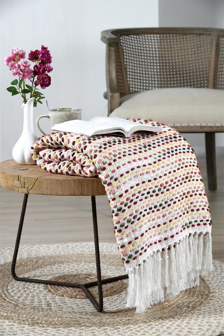 Stof, koc bawełniany, kolorowa plecionka, Archy, 125-150 cm