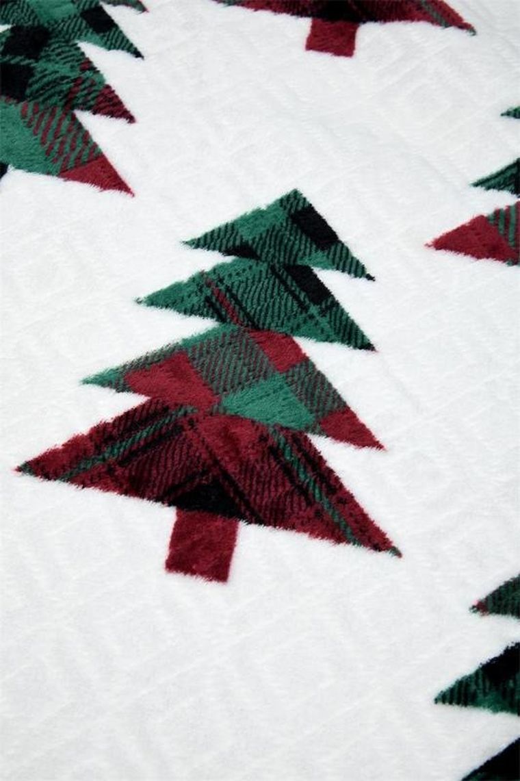 Stof, koc świąteczny klaus w choinki, 130-160 cm