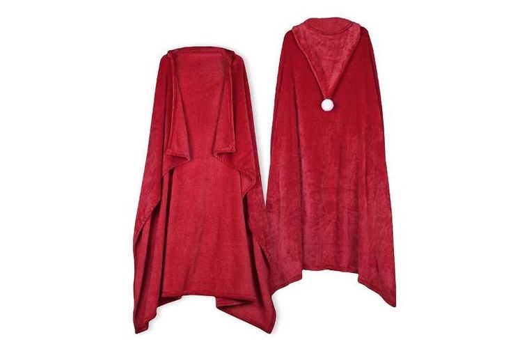 Stof, peleryna z czapką świętego mikołaja, pluszowy koc, 110-150 cm