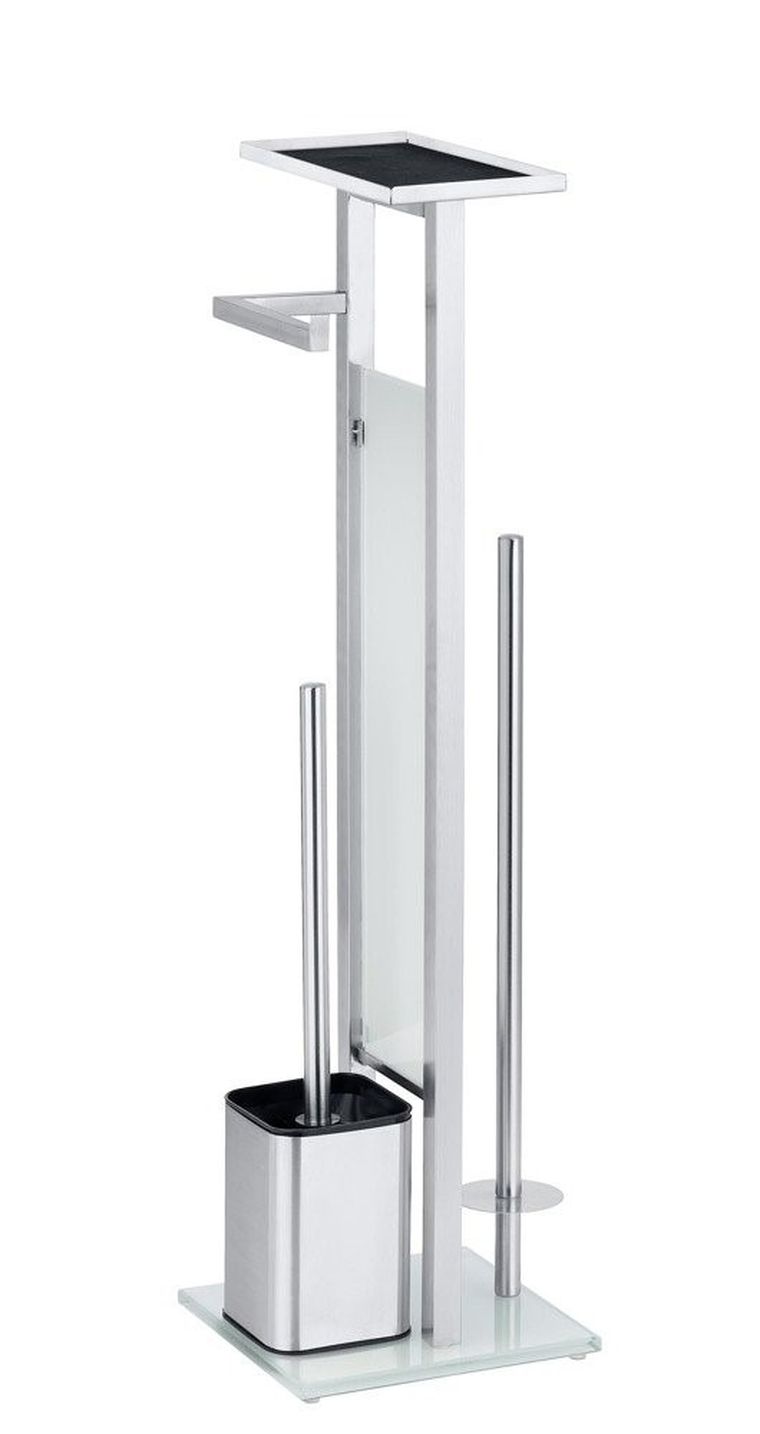 Stojak na papier toaletowy z pojemnikiem i szczotką do WC